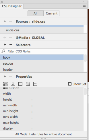 CSS Designer Panel