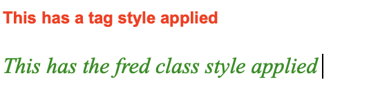 tag and class styles