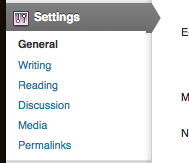Wp settings menu
